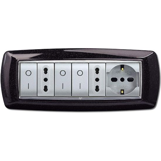 Immagine di PLACCA MYLIFE 7 MODULI NERO GLITTERING ELETTROCANALI