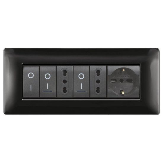 Immagine di PLACCA MYLIFE Q 7 MODULI NERO ELETTROCANALI