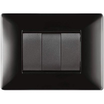 Immagine di PLACCA MYLIFE Q 3 MODULI NERO ELETTROCANALI