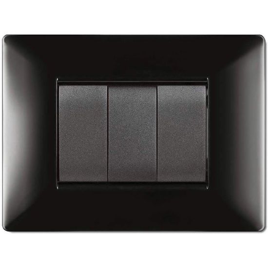 Immagine di PLACCA MYLIFE Q 3 MODULI NERO ELETTROCANALI