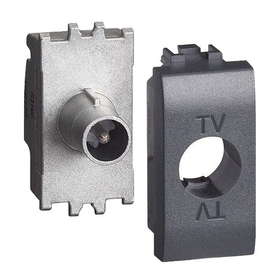 Immagine di PRESA TV PASSANTE 14 DB 1 MODULO NERO SERIE LIVING