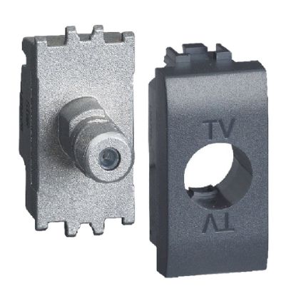 Immagine di PRESA SATELLITALE TIPO-F 1 MODULO NERO SERIE LIVING