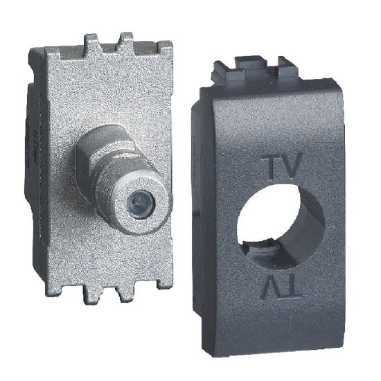 Immagine di PRESA SATELLITALE TIPO-F 1 MODULO NERO SERIE LIVING