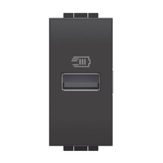 Immagine di CARICATORE USB TIPO A 1 MODULO ANTRACITE SERIE LIVING