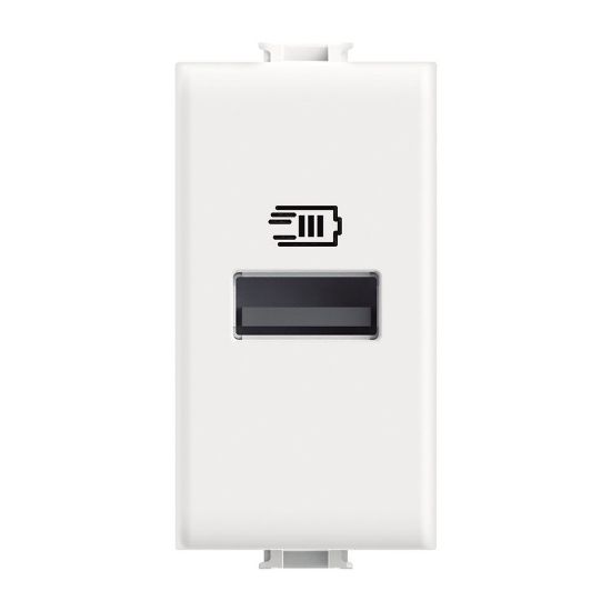 Immagine di CARICATORE USB TIPO A 1 MODULO BIANCO SERIE MATIX
