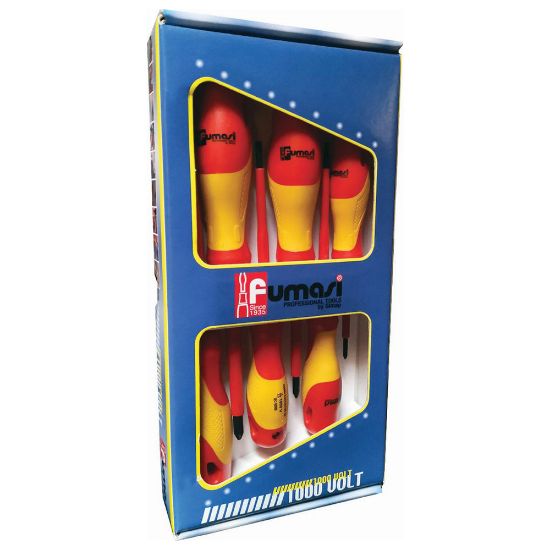 Immagine di SET GIRAVITI 6 PZ PER ELETTRICISTA BIMATERIALE 1000VOLTFUMASI