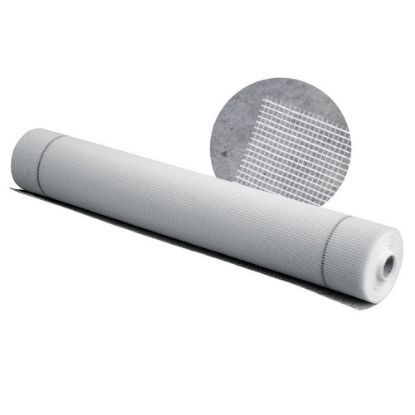 Immagine di RETE IN FIBRA DI VETRO PER ARMATURE MAGLIA 4X5 MM BIANCA VTX 160 GRAMMI H.100 CM ROTOLO DA 50 MQ STAMPLAST
