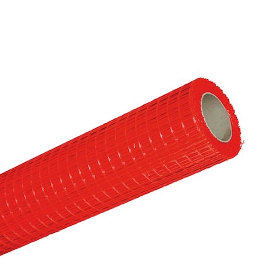 Immagine di RETE FIBRA VETRO MM 12,5X14,3 ROSSA 115 GRAMMI H.100 CM ROTOLO 50 MQ BIEMME