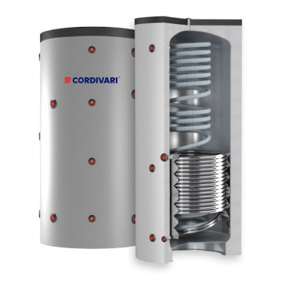 Immagine di TERMOACCUMULATORE LT 300 PIU SCAMBIATORE PER ACQUA CALDA SANITARIA ( ECO COMBI 2 DOMUS 300 ) CORDIVARI