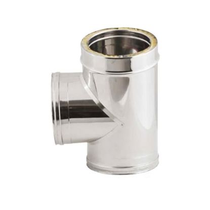 Immagine di TEE DOPPIA PARETE Ø 80/130 MM RIDOTTO A MONOPARETE Ø 80M ( INOX )