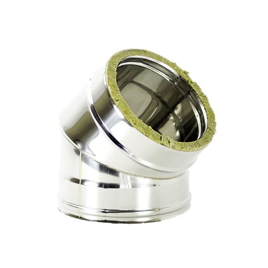Immagine di CURVA DOPPIA PARETE Ø 100/150 MM A 45° ( INOX )