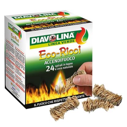 Immagine di ACCENDIFUCO IN ECO-RICCI LUNGA DURATA IDEALE PER BARBECUE CONFEZIONE DA 24 PZ DIAVOLINA