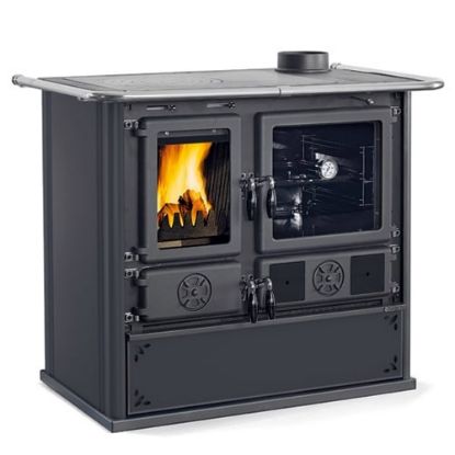 Immagine di STUFA A LEGNA CON FORNO ROSA 5.0 VST STEEL NERO ANTRACITE KW 8,8 (5 STELLE ) LA NORDICA
