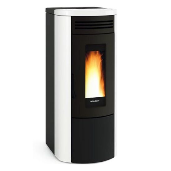 Immagine di TERMOSTUFA A PELLET ERMETICA VENTILATA COSTANZA IDRO 5.0 - BIANCA (5 STELLE ) 16 KW EXTRAFLAME