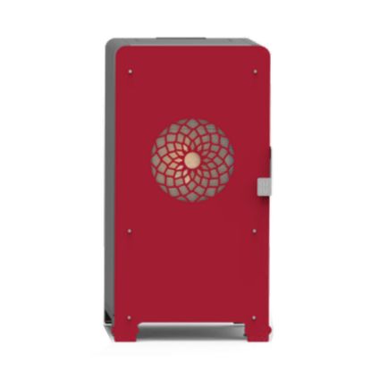 Immagine di STUFA A PELLET MODELLO TUA 7KW NERA CON PANNELLO ANTERIORE ROSSO UNICAL