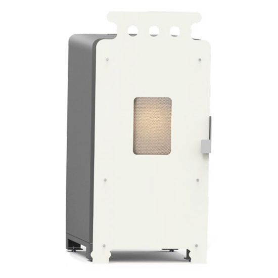 Immagine di STUFA A PELLET MODELLO TUA 7KW NERA CON PANNELLO ANTERIORE BIANCO UNICAL