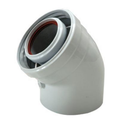 Immagine di CURVA COASSIALE 45° MF PPS Ø 100/60 MM CONDENSAZIONE LINEA COMMERCIALE