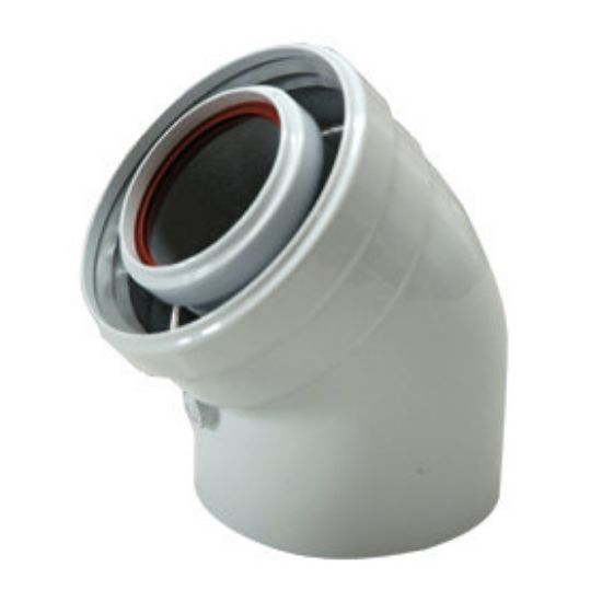 Immagine di CURVA COASSIALE 45° MF PPS Ø 100/60 MM CONDENSAZIONE LINEA COMMERCIALE