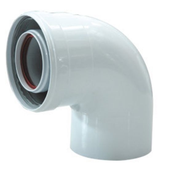 Immagine di CURVA COASSIALE 90° MF Ø 100/60 MM IN ALLUMINIO LINEA COMMERCIALE