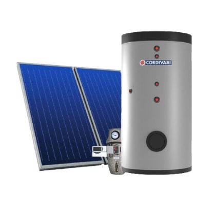 Immagine di PANNELLO SOLARE CIRCOLAZIONE FORZATA 200 LT  2,5 MQ  CON BOLLITORE 2 SERPENTINI TETTO PIANO CORDIVARI