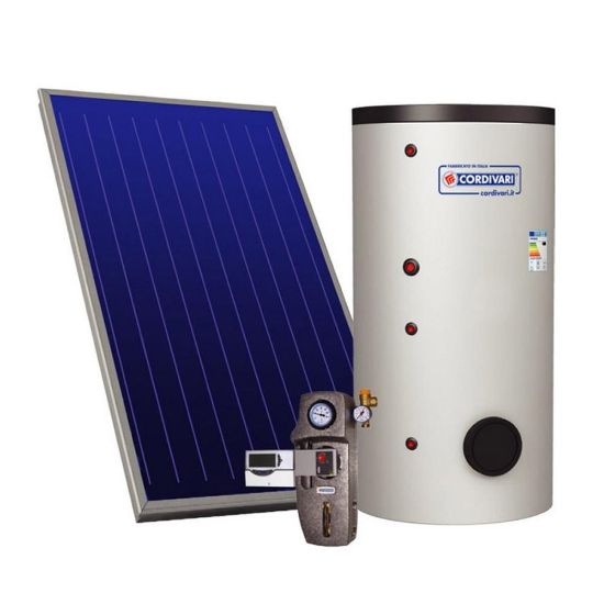 Immagine di PANNELLO SOLARE CIRCOLAZIONE FORZATA 150 LT  2,5 MQ  CON BOLLITORE 1 SERPENTINO TETTO PIANO CORDIVARI