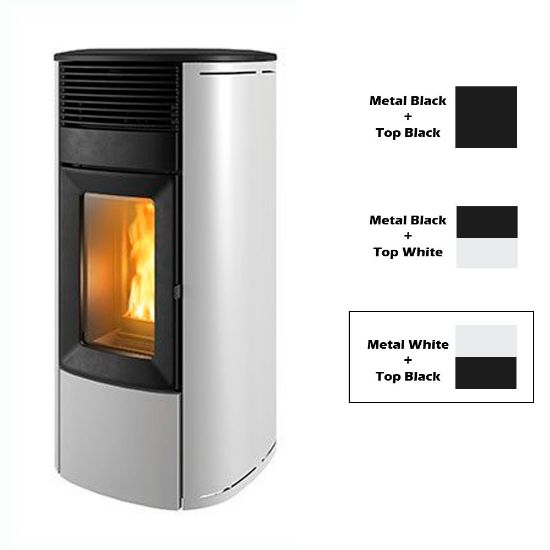 Immagine di RIVESTIMENTO PER TERMOSTUFA A PELLET CLUB ABSOLUTE LATERALE METALLO BIANCO E TOP CERAMICA NERO MCZ