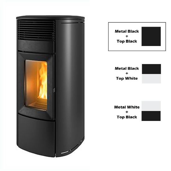 Immagine di RIVESTIMENTO PER TERMOSTUFA A PELLET CLUB ABSOLUTE LATERALE METALLO NERO E TOP CERAMICA NERO MCZ
