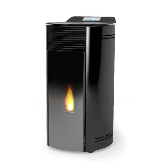 Immagine di TERMO STUFA A PELLET NEW JESSICA IDRO BLACK LINE IDROVENTILATA NERO LUCIDO KW 13 LAMINOX