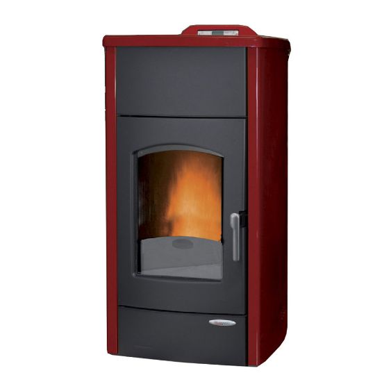 Immagine di TERMO STUFA A PELLET GRETA IDROPLUS ACCIAIO ROSSO BORDEAUX KW18 LAMINOX