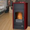 Immagine di TERMO STUFA A PELLET GRETA IDROPLUS ACCIAIO ROSSO BORDEAUX KW18 LAMINOX