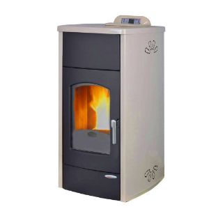 Immagine di TERMO STUFA A PELLET GRETA IDROPLUS ACCIAIO AVORIO KW18 LAMINOX