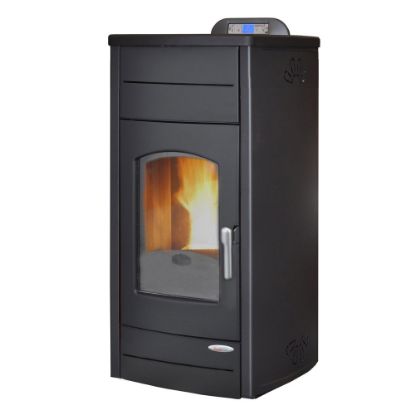 Immagine di TERMO STUFA A PELLET ESTER IDROPLUS ACCIAIO NERO OPACO KW15 LAMINOX