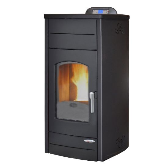 Immagine di TERMO STUFA A PELLET ESTER IDROPLUS ACCIAIO NERO OPACO KW15 LAMINOX