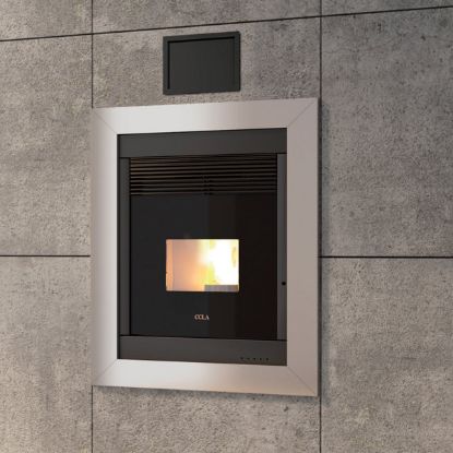Immagine di TERMOINSERTO PELLET TERMO FIRE M 18,0 KW VETRO CERAMICATO NERO WI-FI COLA