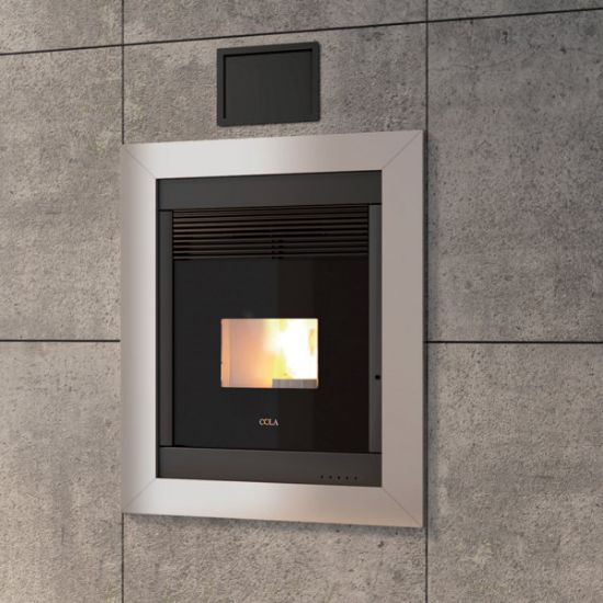 Immagine di TERMOINSERTO PELLET TERMO FIRE M 18,0 KW VETRO CERAMICATO NERO WI-FI COLA