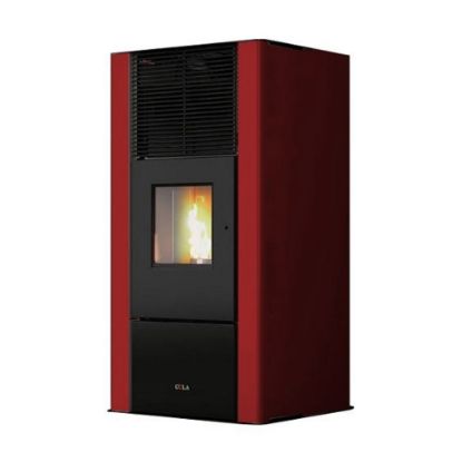 Immagine di TERMO STUFA PELLET ENERGYCA 30S 27,40 KW ACCIAIO VERNICIATO BORDEAUX COLA