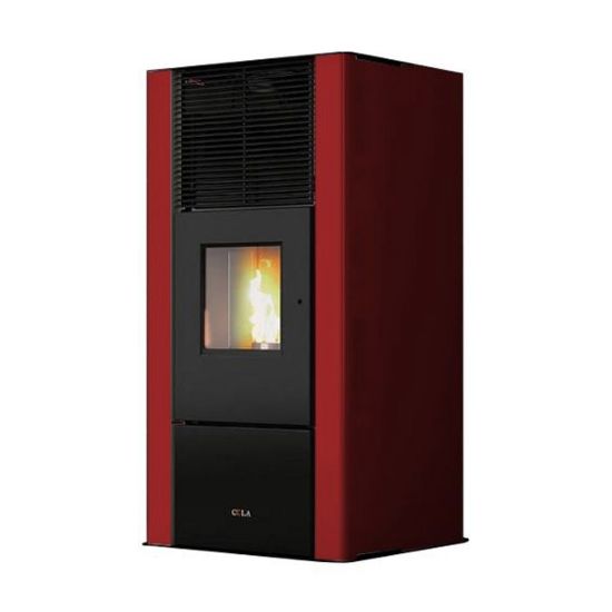 Immagine di TERMO STUFA PELLET ENERGYCA 30S 27,40 KW ACCIAIO VERNICIATO BORDEAUX COLA