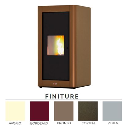 Immagine di TERMO STUFA PELLET POP 11,6 KW ACCIAIO VERNICIATO BORDEAUX WI-FI COLA