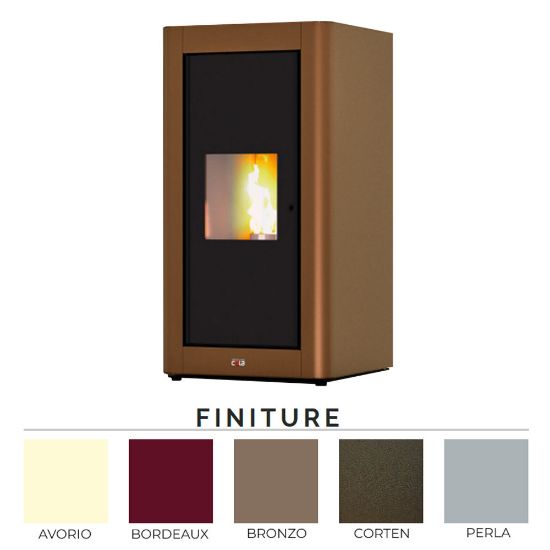 Immagine di TERMO STUFA PELLET POP 11,6 KW ACCIAIO VERNICIATO BORDEAUX WI-FI COLA