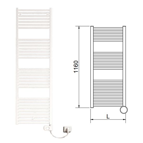 Immagine di LISA 22 TERMOARREDO ELETTRICO L.450 MM H.1160 MM 500 WATT BIANCO RAL 9010 CORDIVARI