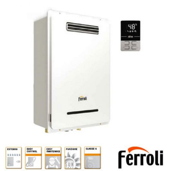 Immagine di SCALDACQUA A GAS EXTERNO 11 NG DA ESTERNO METANO FERROLI
