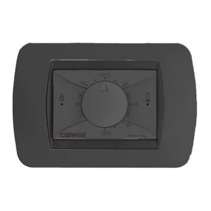 Immagine di TERMOSTATO AMBIENTE ELETTRONICO DA INCASSO ETC10 ANTRACITE ESTATE/INVERNO CEWAL
