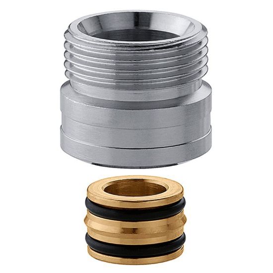 Immagine di RACCORDO DI COLLEGAMENTO CROMATO PASSO 23x1.5 ATTACCO 3/4M PER ADATTATORI CALEFFI