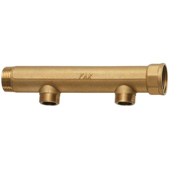 Immagine di COLLETTORE 2 VIE Ø 1"1/4 INTERASSE 100 MM ATTACCHI 3/4" MASCHIO FAR