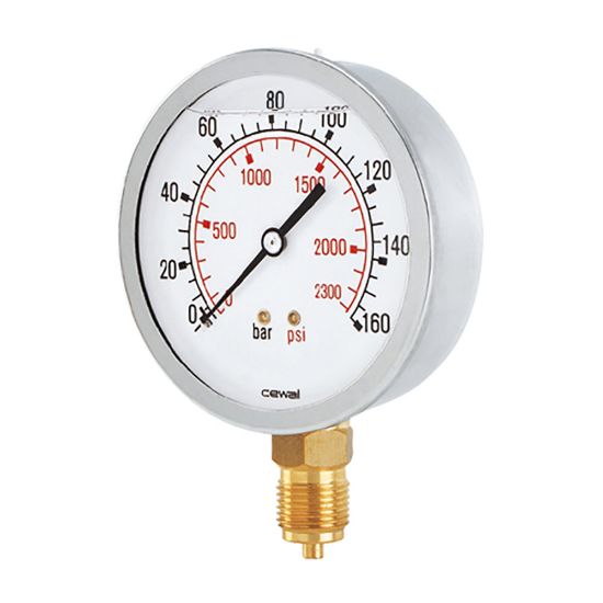 Immagine di MANOMETRO ATTACCO RADIALE CON GLICERINA SCALA 0-600 BAR Ø 100 MM . ATTACCO 1/2"M