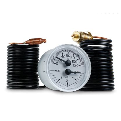 Immagine di TERMOIDROMETRO DA INCASSO A CAPILLARE SCALA 0-120°/0-4 BAR Ø 42 MM . ATTACCO 1/4"M