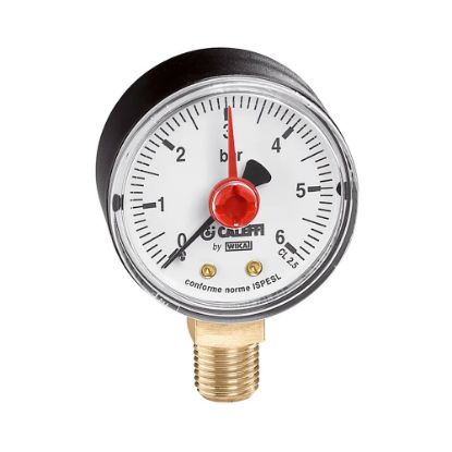 Immagine di MANOMETRO ATTACCO RADIALE SCALA 0-6 BAR ISPESL ATTACCO 3/8"M CALEFFI