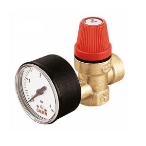 Immagine di VALVOLA SICUREZZA FEMMINA CON MANOMETRO Ø 1/2" 6 BAR CALEFFI