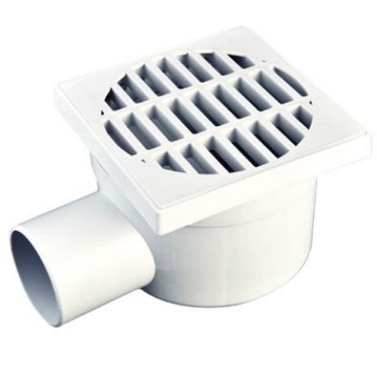 Immagine di CHIUSINO SIFONATO ATTACCO INTERNO POLIPROPILENE MISURA 15x15 CM SCARICO LATERALE DIAMETRO 50 MM