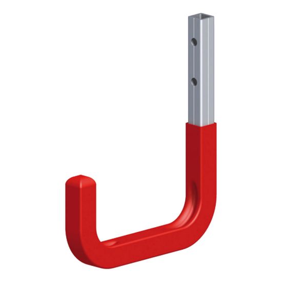 Immagine di GANCIO PER PARETI ACCIAIO ZINCATO GOMMATO ROSSO 250x300 MM PORTATA MAX KG 30 COMBINABILE CON PROFILO COAXIS